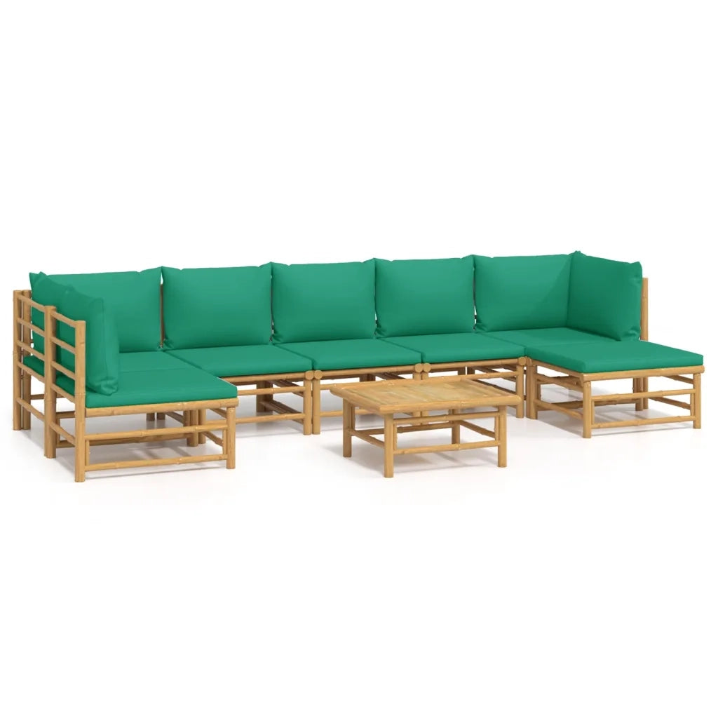 Set Salotto da Giardino 8pz con Cuscini Verdi BambÃ¹cod mxl 100291