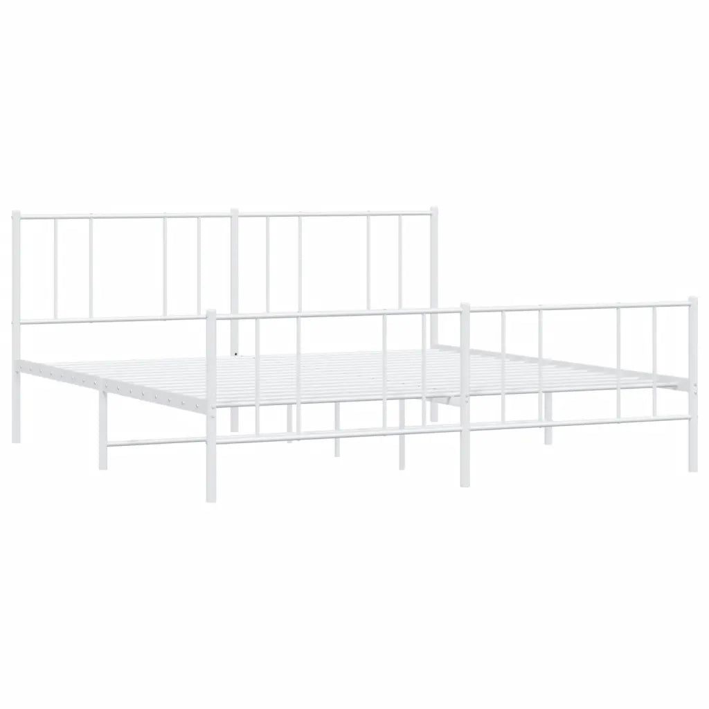 Letto matrimoniale | Letto per adulti | Giroletto con Testiera e Pediera Metallo Bianco 200x200 cm