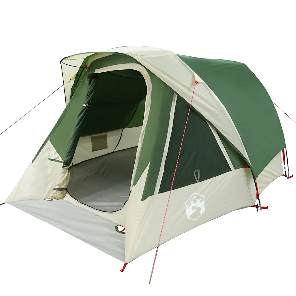Tenda da Campeggio a Cabina per 4 Persone Verde Impermeabile