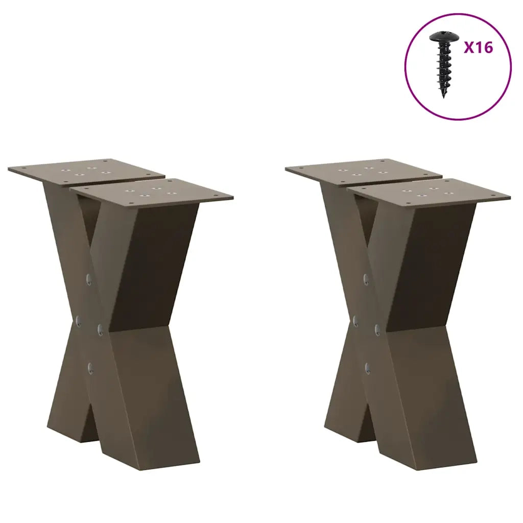 Gambe per Tavolino da CaffÃ¨ a Forma di X 2 pz Acciaio Naturale 40x(30-31) cm Acciaio