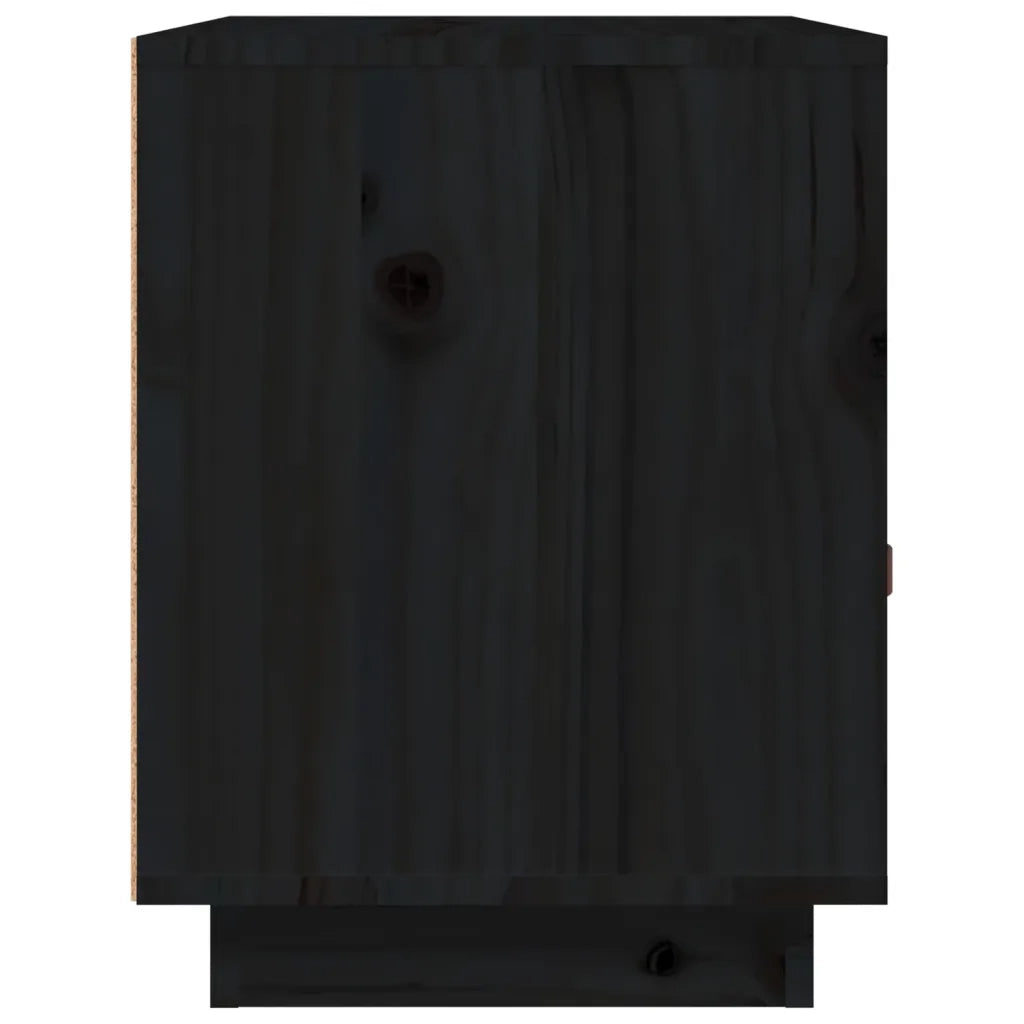 Comodini Nero 2 pz 40x34x45 cm in Legno Massello di Pino 818304