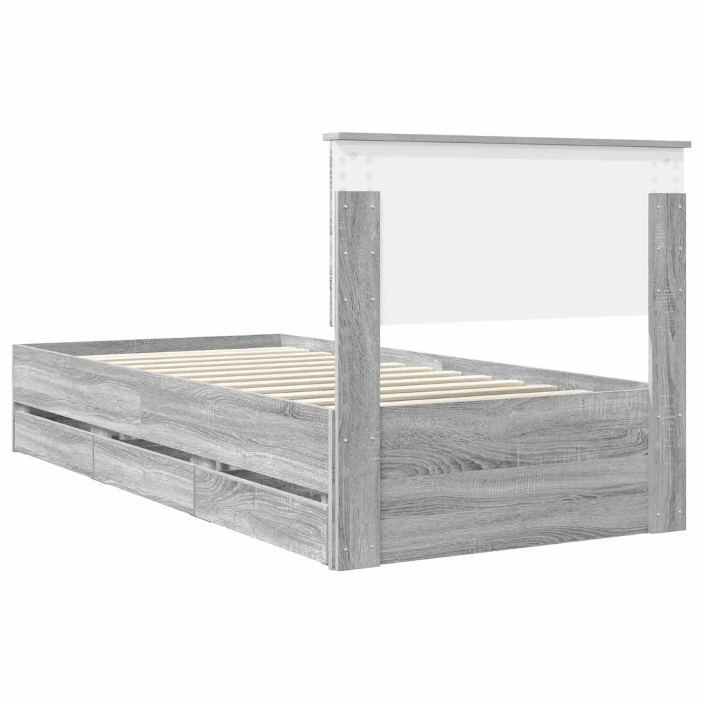 Struttura del letto con cassetto Grigio Sonoma 90 x 190 cm 3410754