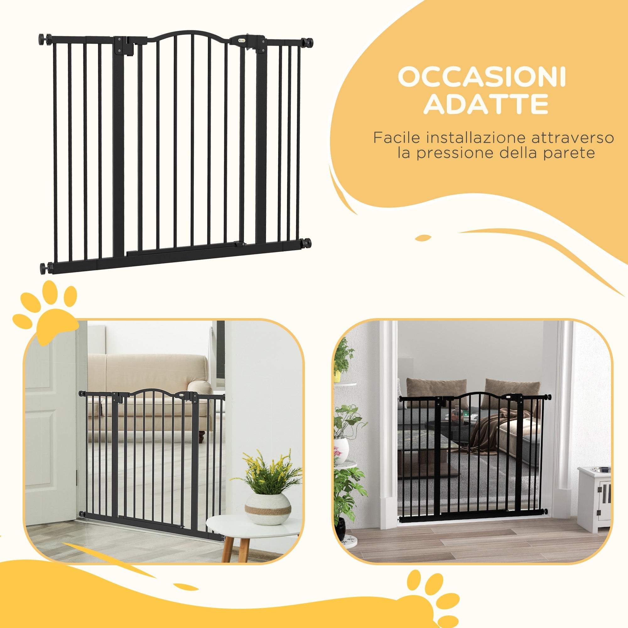 Cancellino per Cani Estensibile 74-100x78 cm in Metallo Nero