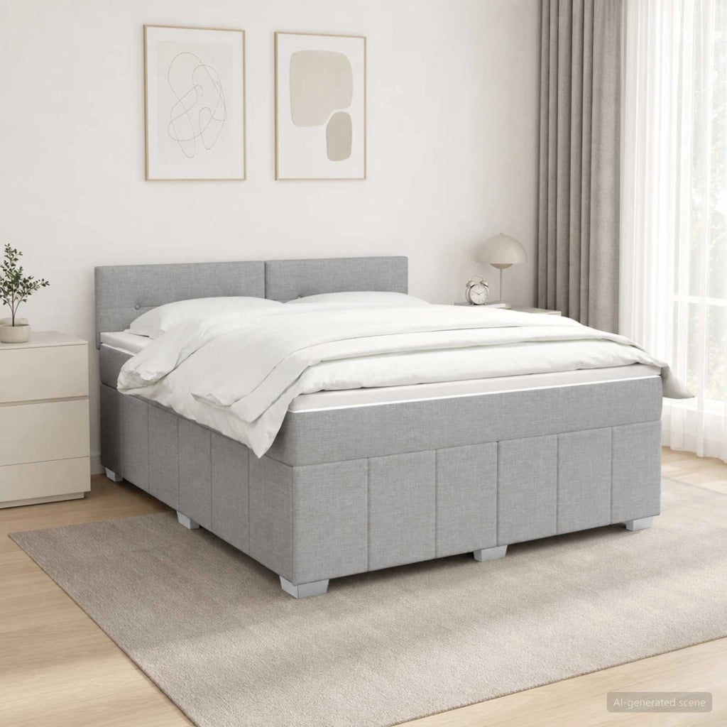 Letto Box Spring LED con Materasso Grigio Chiaro 140 x 190 cm 3455598