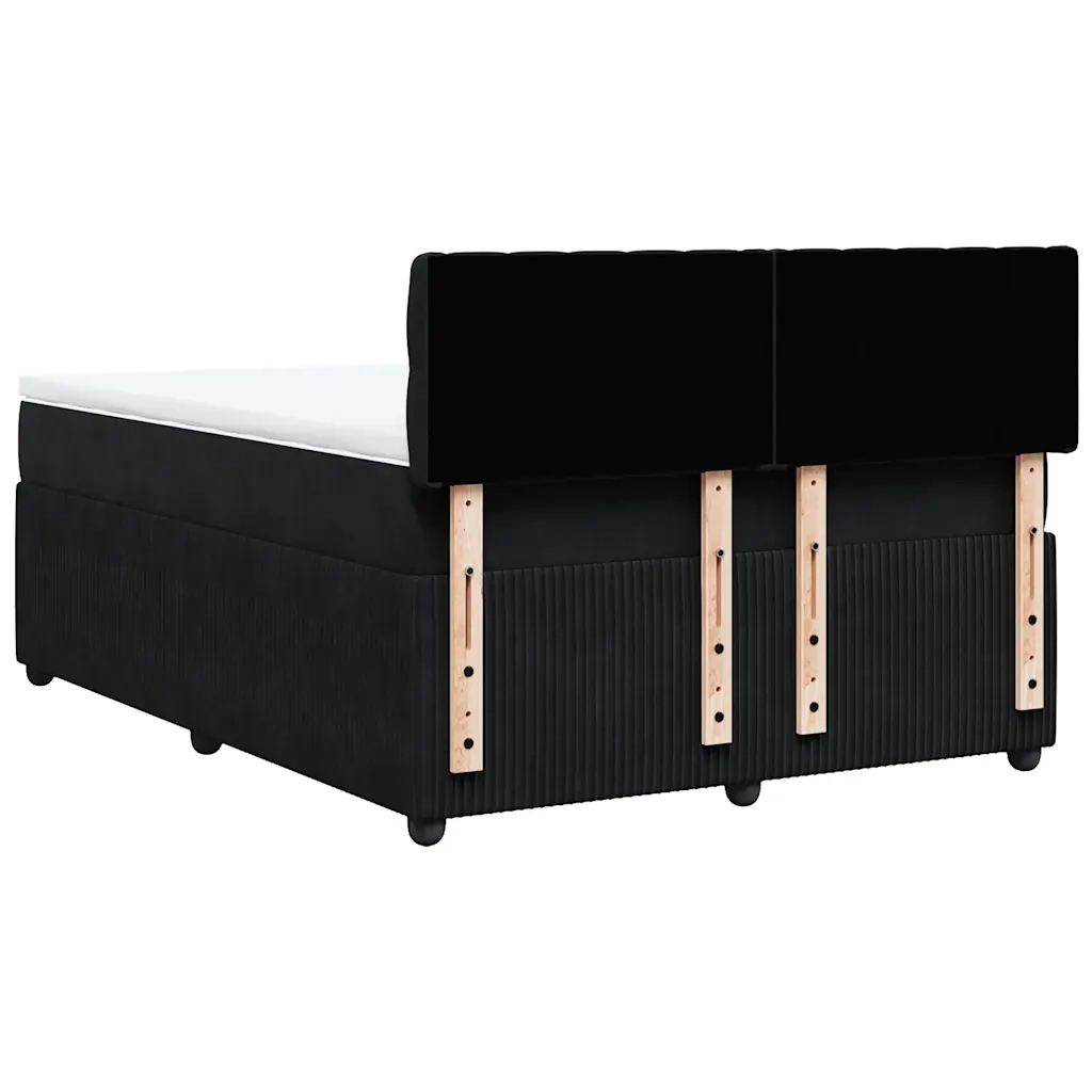 vidaXL Giroletto a Molle con Materasso Nero 160x200 cm in Velluto