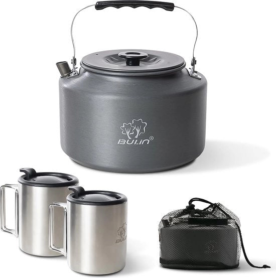 Camping Telescopio da 2,2 L con 2 Bicchieri, Telescopio Esterno in Acciaio Inossidabile con Coperchio e Maniglia Ripiegabile per Picnic all'Aperto