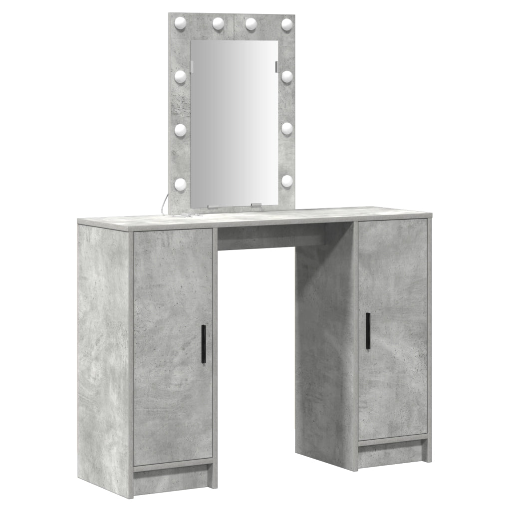 Tavolo da trucco con luci LED Grigio cemento 102x33x135 cm