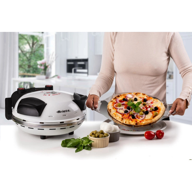 Forno Pizza - 4 Minuti - Piastra in Pietra Refrattaria - 1200W - Nero