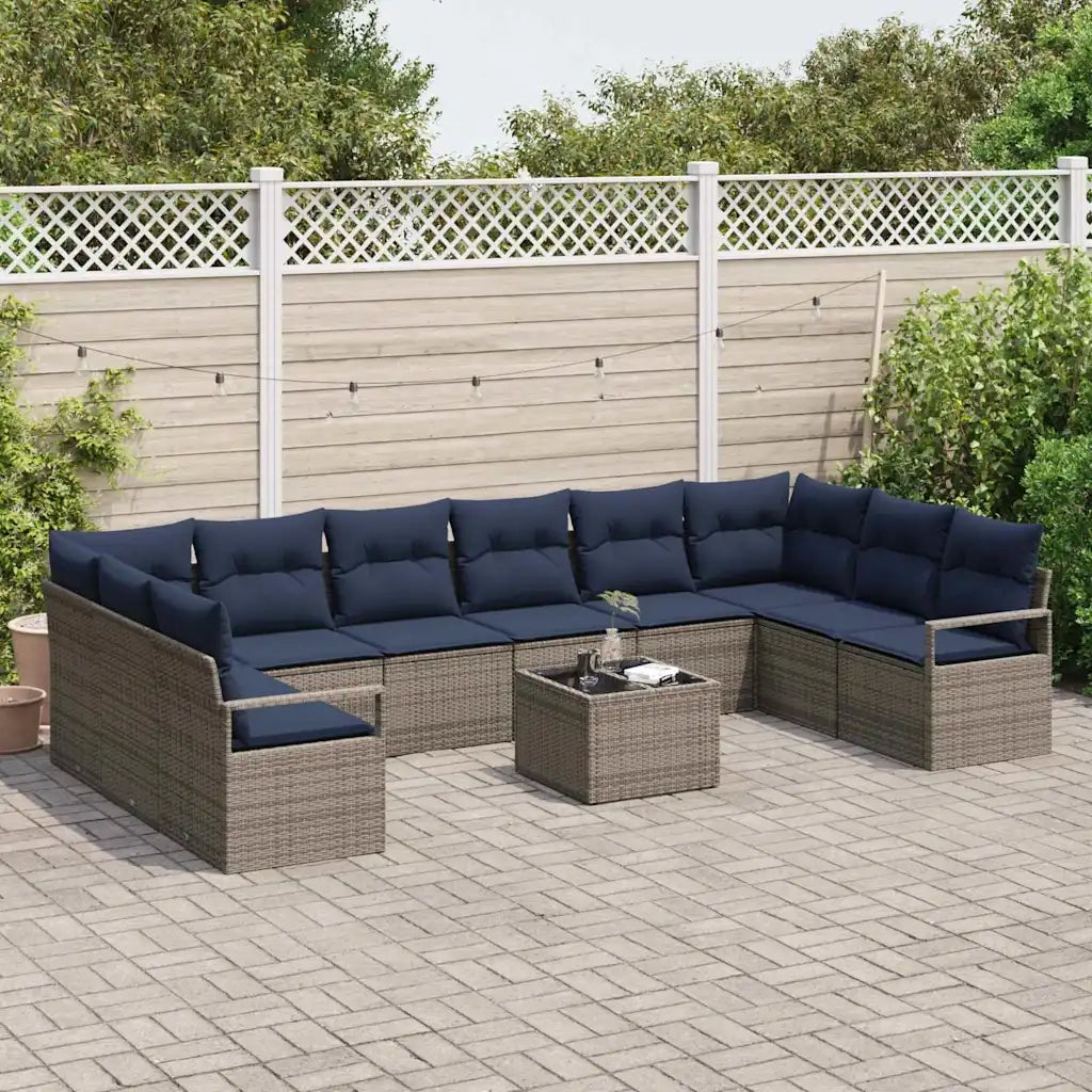 Set di divani con cuscino 11 pcs Grigio polyrattan