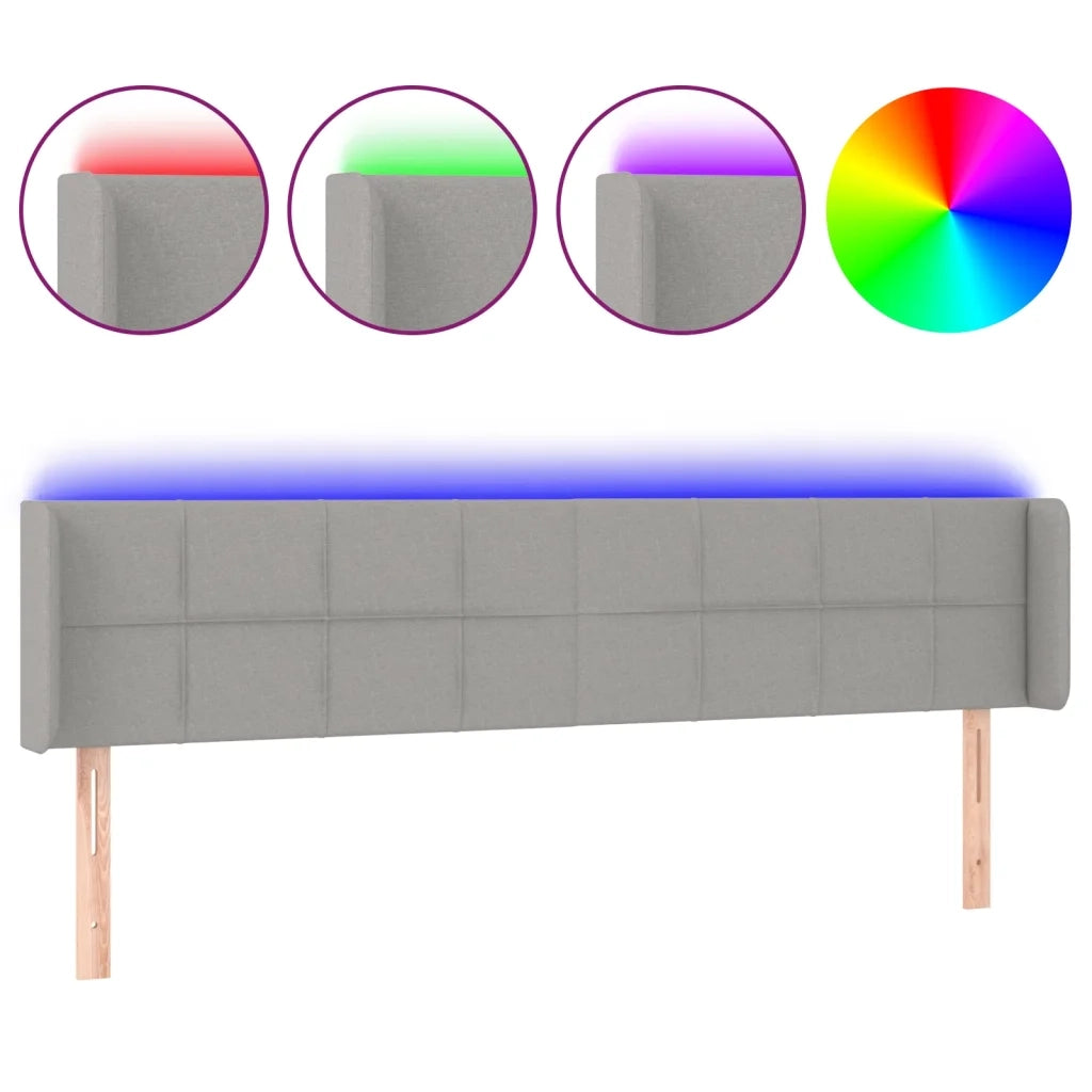 Testiera | Testata a LED Grigio Chiaro 203x16x78/88 cm in Tessuto