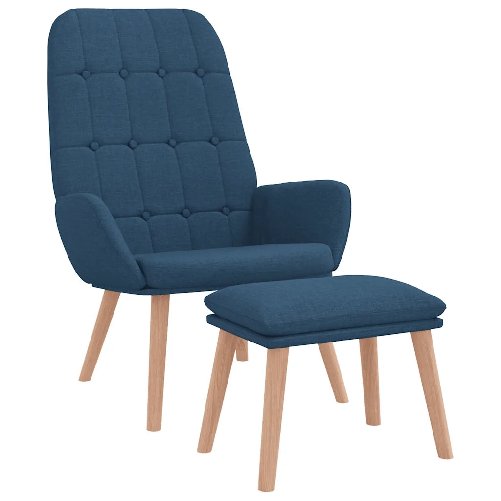 Divano Sedia-Poltrona Relax con Poggiapiedi Blu in Tessuto 211384