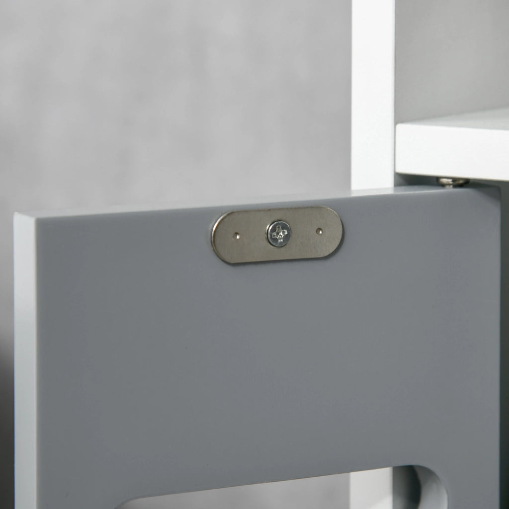 EasyComfort Colonna Bagno con Mensole e Armadietti, Mobile Alto Salvaspazio in Legno 15x17x120cm, Bianco e Grigio