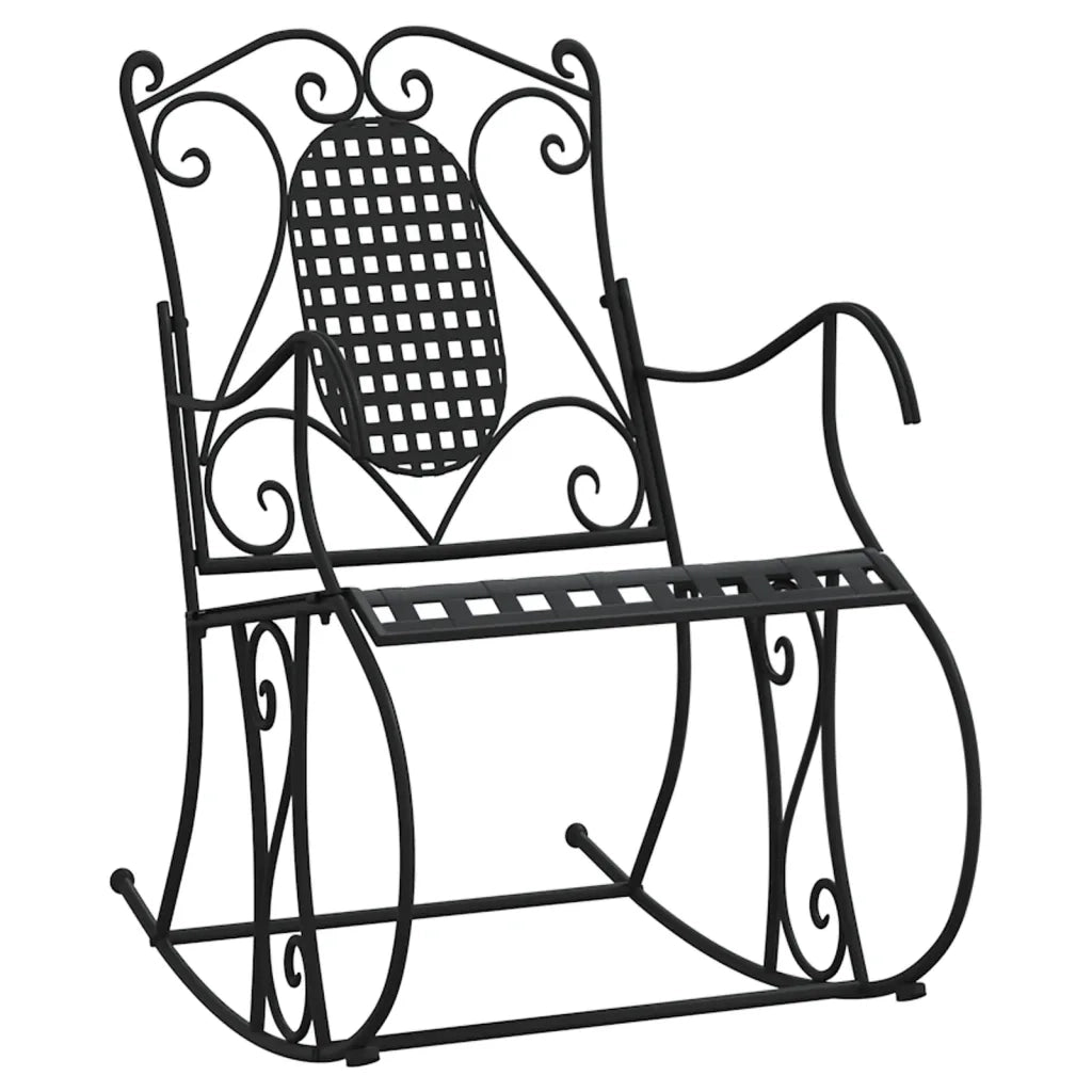 Panchina a Dondolo 84 cm Nera in Acciaio 318830