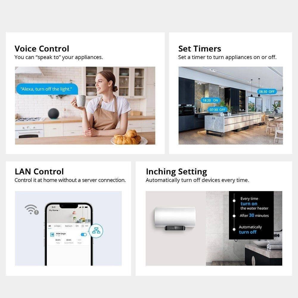 Trade Shop - Interruttore Intelligente élite 16a Wifi Misura Consumo Elettrico Sonoff Powr316d -