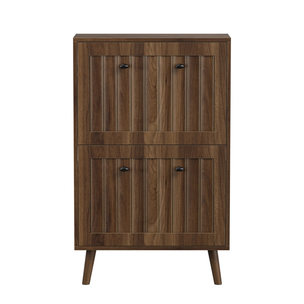 Scarpiera con 2 ante a ribalta ripiani regolabili e vano aperto in MDF e truciolare per ingresso noce 60 × 24 × 95 cm