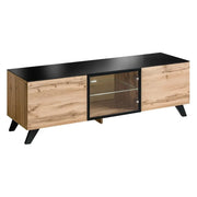 Mobile TV TINO – Stile industriale in rovere e nero – L150 x H47 x P45 cm