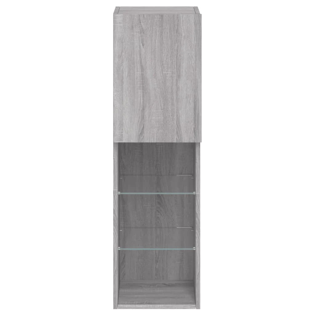 Mobile TV multimediale scaffale TV credenza mobile TV per sala da pranzo soggiorno camera da letto con luci LED 2 pezzi Sonoma 30,5 x 30 x 102 cm grigio 02_0028881