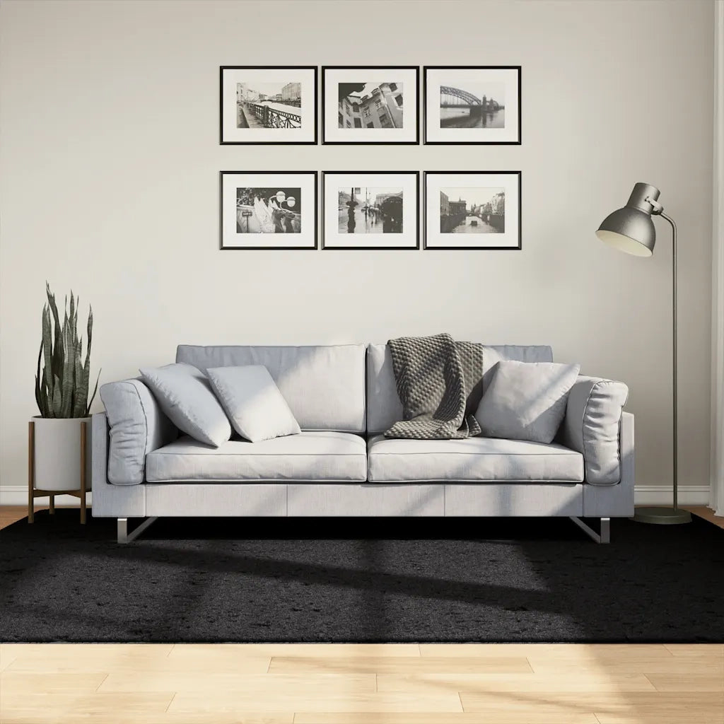 Tappeto del soggiorno | Tappeto OVIEDO a Pelo Corto Nero 160x230 cm