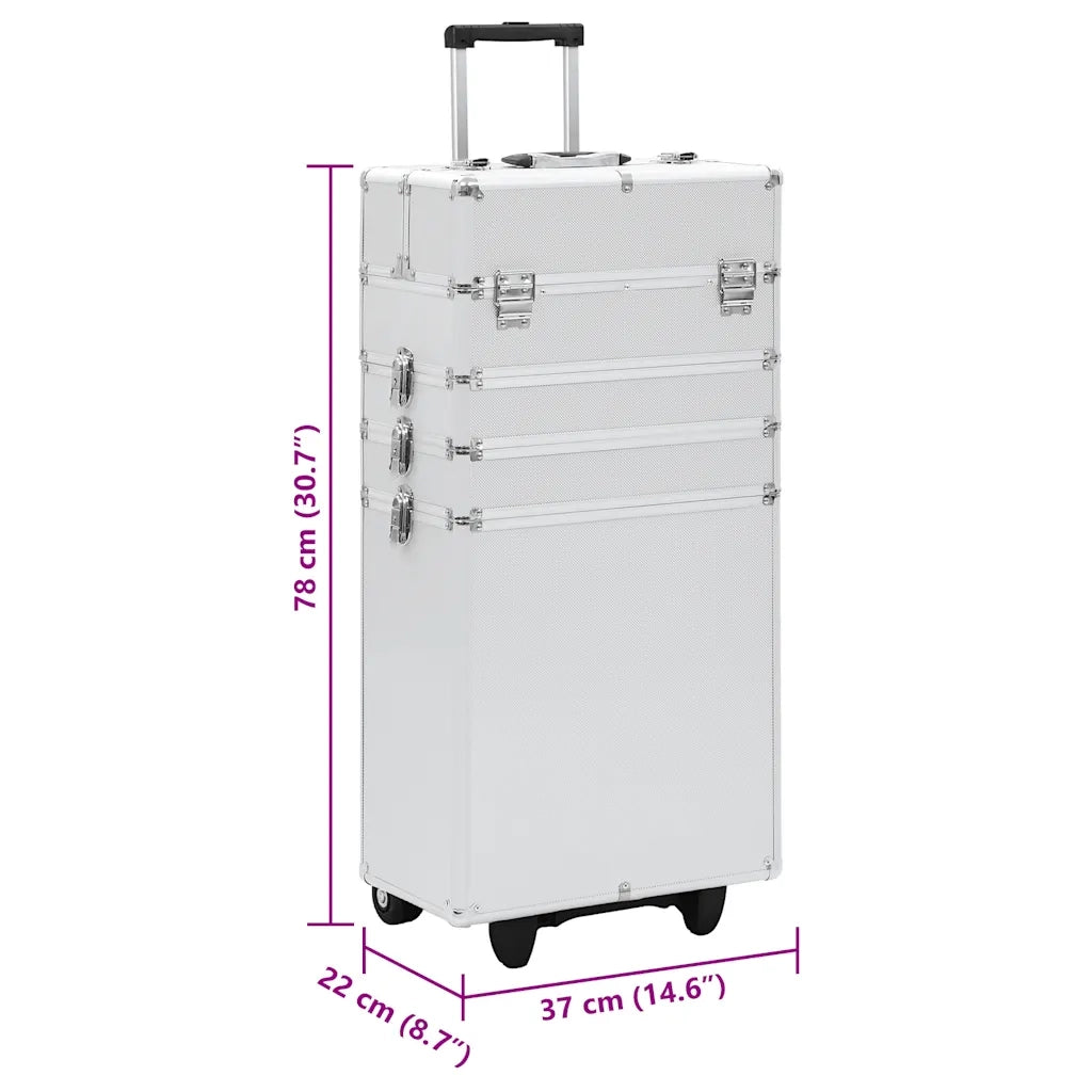 Valigia Trolley per Cosmetici in Alluminio Argento CFW9577485