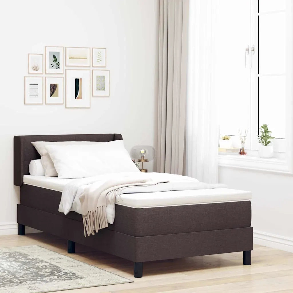 Letto a molle con testiera Marrone Scuro 190 x 90 cm Tessuto 3341079