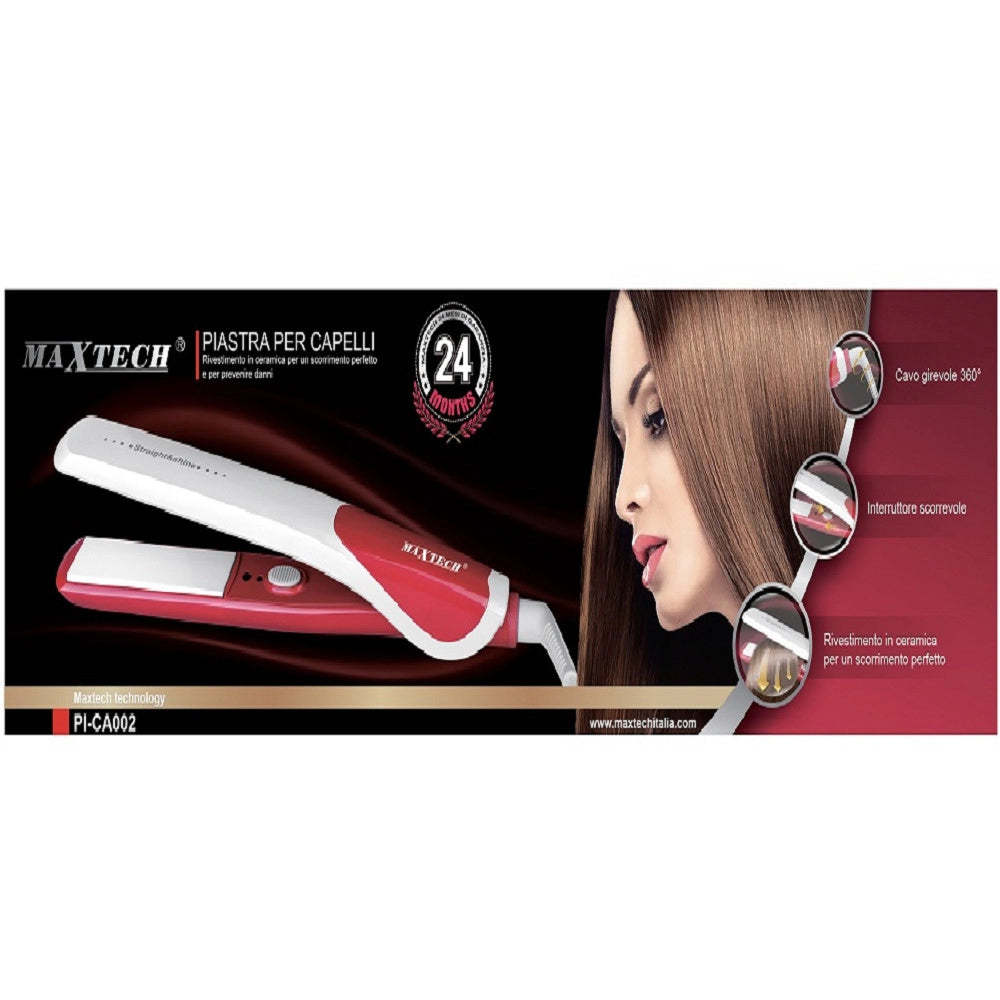 Trade Shop - Piastra Per Capelli Lisci Perfetti In Ceramica Antidanni Cavo 360° Maxtech Pi-ca002 -