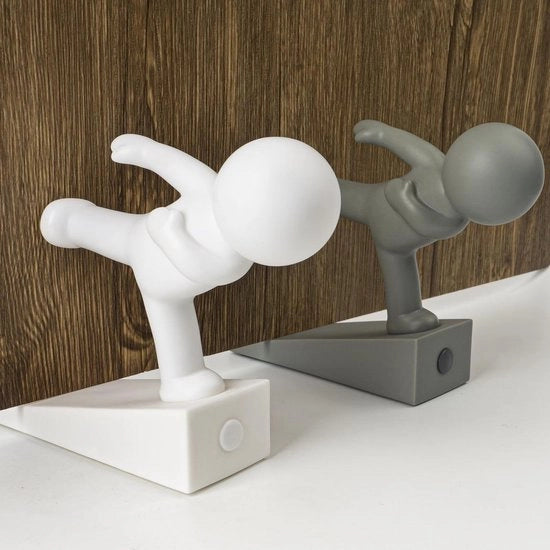 Stopper di porta Decorativo e Robusto - 2 Pack - Stopper di porta Decorativo - Sporgenza Ridotta - Adatto a Più Porte - Bianco - Grigio