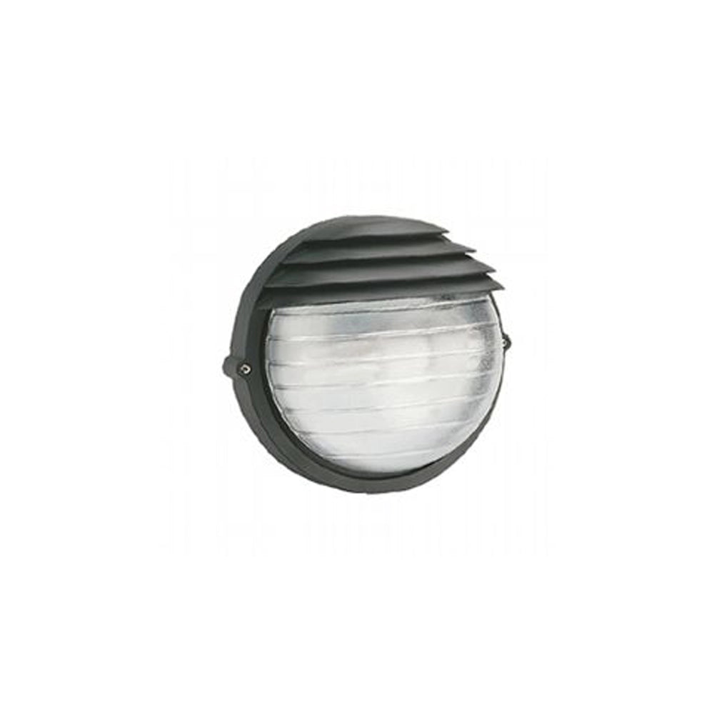 Applique Da Esterno Moderna Palpebra Tonda Alluminio E Vetro Nero 1 Luce E27