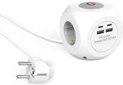 Scatola di alimentazione Multi-cubo con interruttore - 14 m cavo di estensione - 3 prese di corrente - F Schuko - 2 USB-A - 2 USB-C - 3680 W - 16 A - ufficio cucina soggiorno laboratorio garage PC