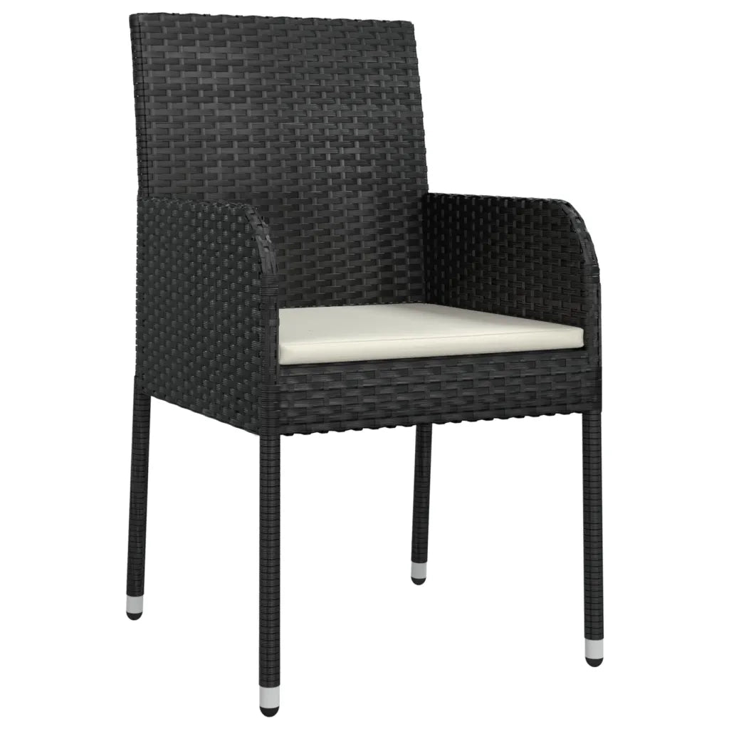 Set da Pranzo da Giardino 3 pz con Cuscini Nero in Polyrattan 3185143
