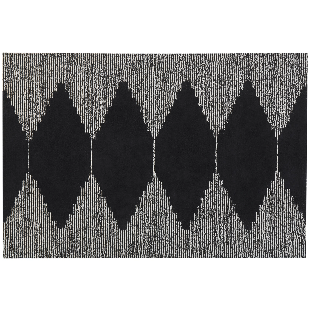 Tappeto pelo corto bianco e Nero in cotone modello geometrico pelo corto 140 x 200 cm
