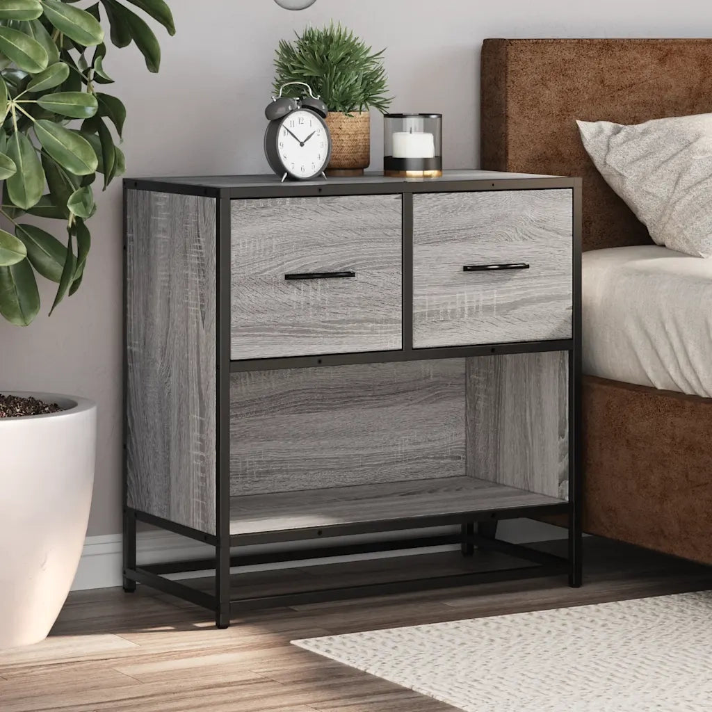 Comodino Grigio Sonoma 60x31x60 cm Legno Multistrato e Metallo