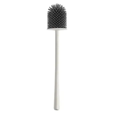 Scopino di ricambio per wc con setole in silicone grigio e manico bianco
