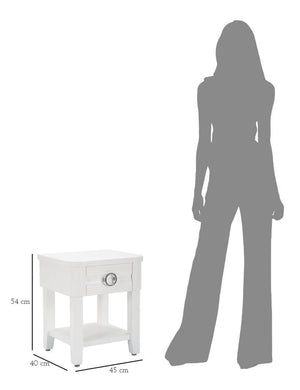 Comodino Shine 45x54x40 cm in Legno MDF e Metallo Bianco