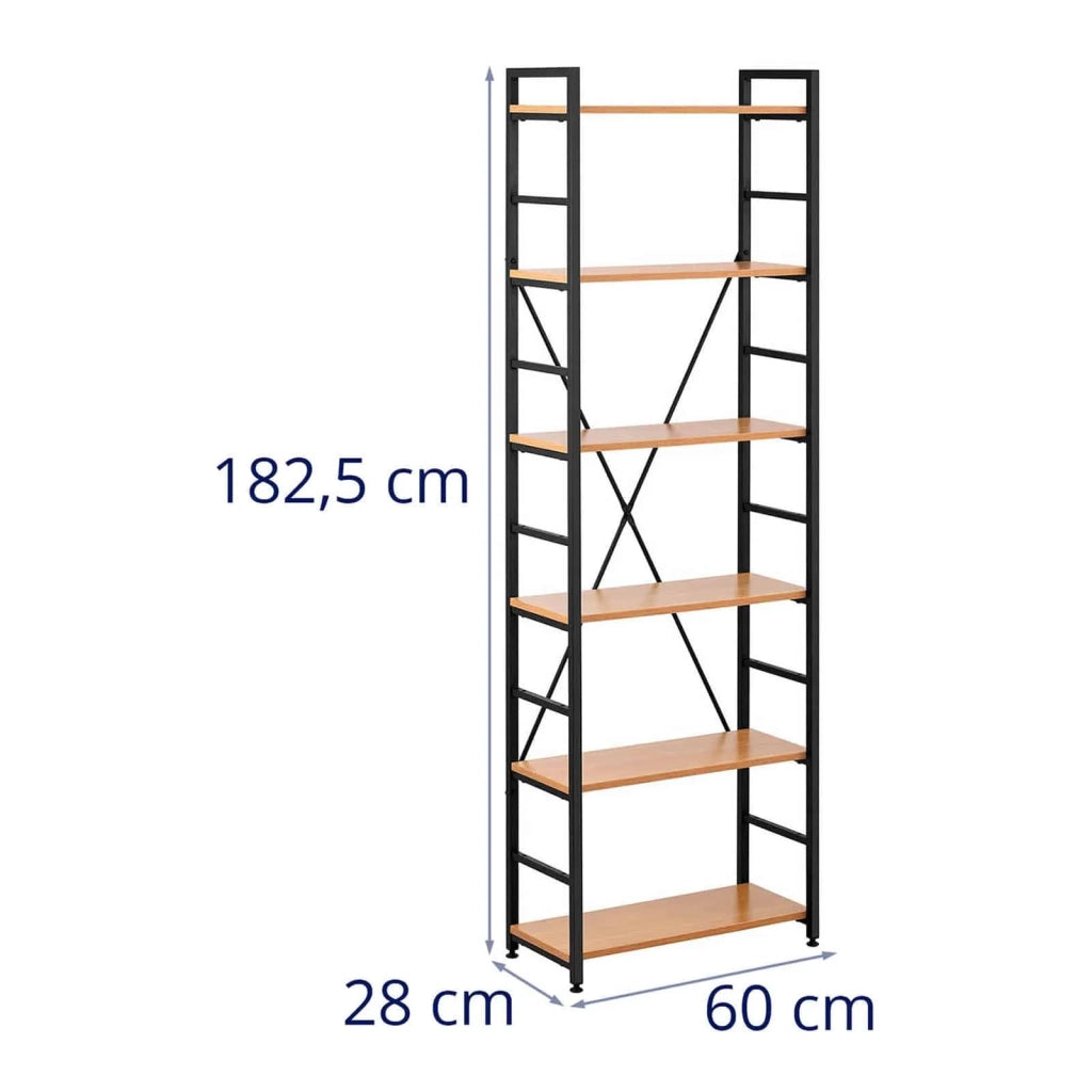 Libreria robusta ed elegante 60 x 28 x 182,5 cm 150 kg acciaio verniciato e pannelli in truciolare marrone 14_0006156