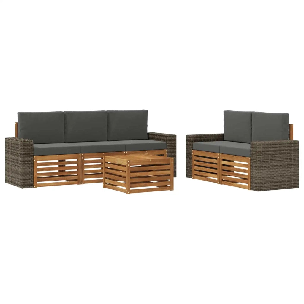 Set di divani da esterno 6 pz Naturale e Antracite 3384038
