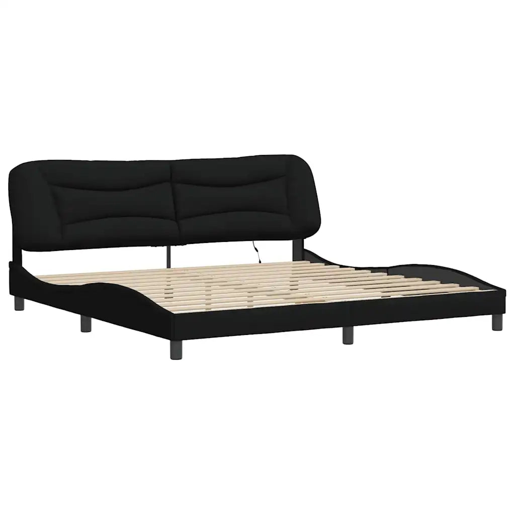 Giroletto con LED senza Materasso-Struttura Letto Hvar Nero 200x200 cm in Tessuto