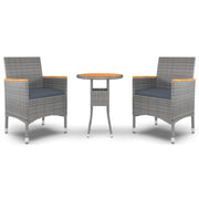Set da Pranzo per Giardino 3 pz | Set Salotto da Giardino in Polyrattan Grigio