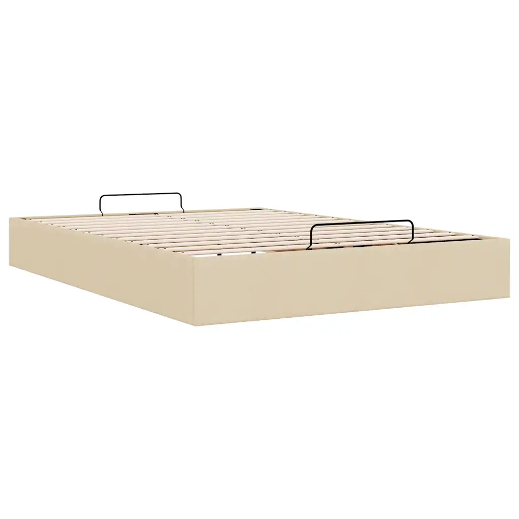 vidaXL Struttura Letto Pouf senza Materasso Crema 140x200 cm Tessuto