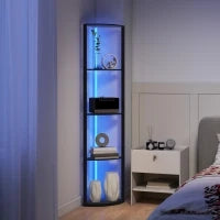 Lampada da Terra a Colonna con 5 Ripiani e Illuminazione a LED, 42x29,5x163 cm, Nero