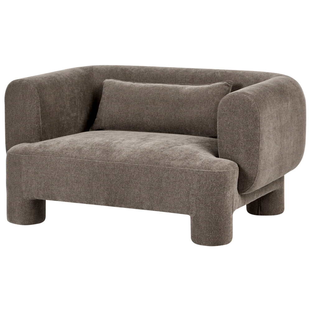 Set da salotto Divano a 3 posti morbido e curvo in tessuto marrone Poltrona Loveseat Stile retrò minimalista