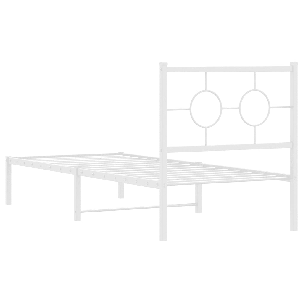 Giroletto senza Materasso con Testiera-Struttura Letto Metallo Bianco 75x190 cm 364869