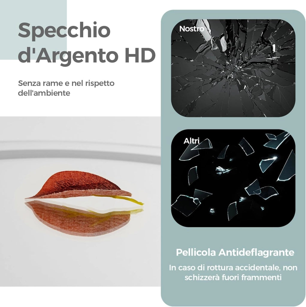 Specchio da Tavolo 30 CM, Specchio per Trucco con Luci LED a 3 Colori Controllo Tattile Intelligente, Rotazione a 360°, Specchio Rotondo con Cornice in Metallo, Bianco