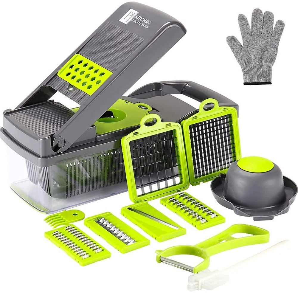 Trade Shop - Affettatrice Multitagliera Pialla Grattugia Tritatutto Verdure Mandolina 22 In 1 -