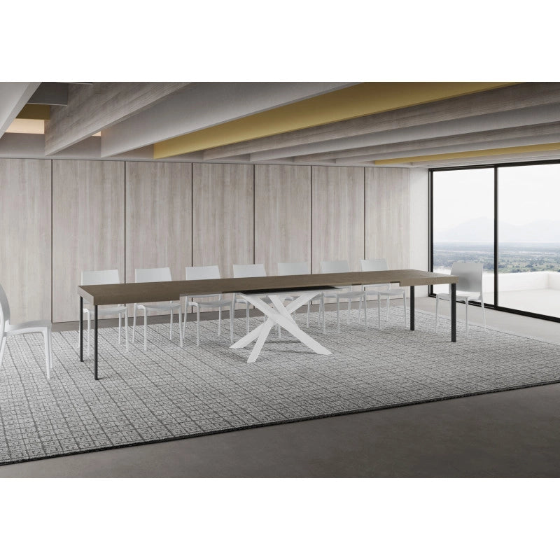 Tavolo allungabile 160/420x90 cm Volantis telaio Bianche - Tortora