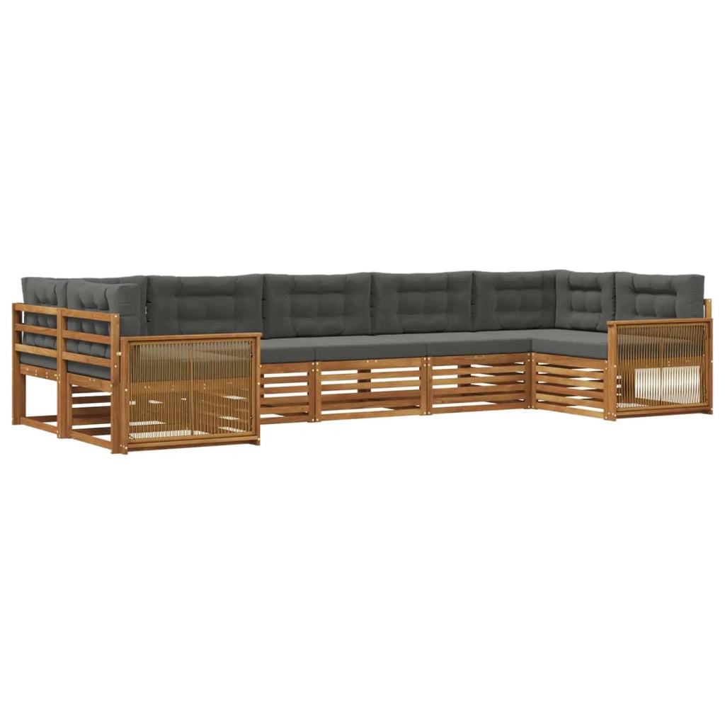 Set di divani da esterno con cuscino 7 pcs Naturale e Antracite