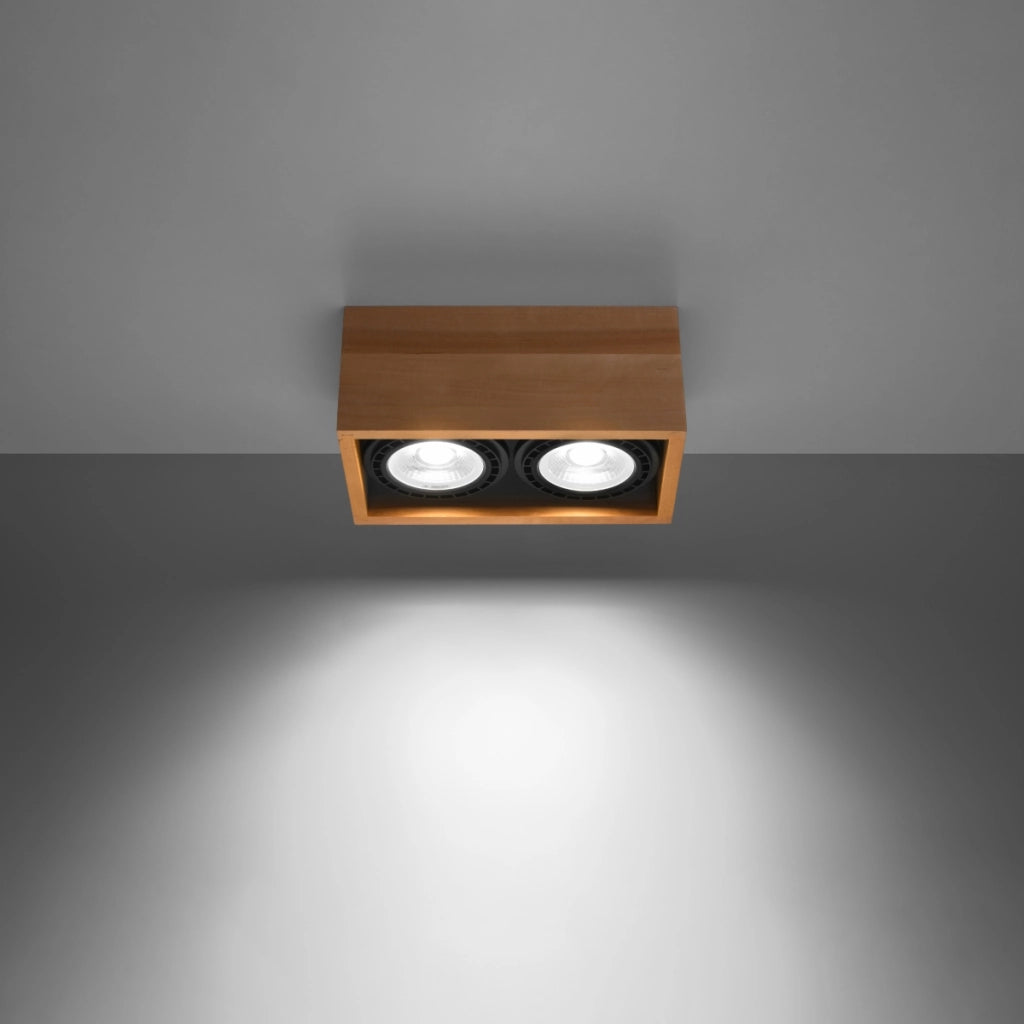 Quatro Peach Puff Plafoniera 2x10W LED Legno Scandinavo Quadrato IP20