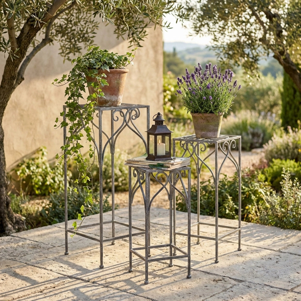 SET DI 3 FIORIERE VINCENT BIANCO OSSIDATO
