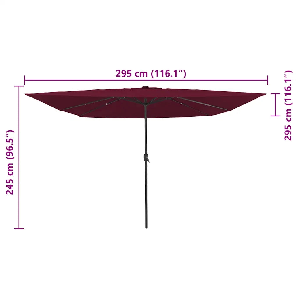 Ombrello da giardino Rosso Bordeaux 295 x 295 x 245 cm 42003664