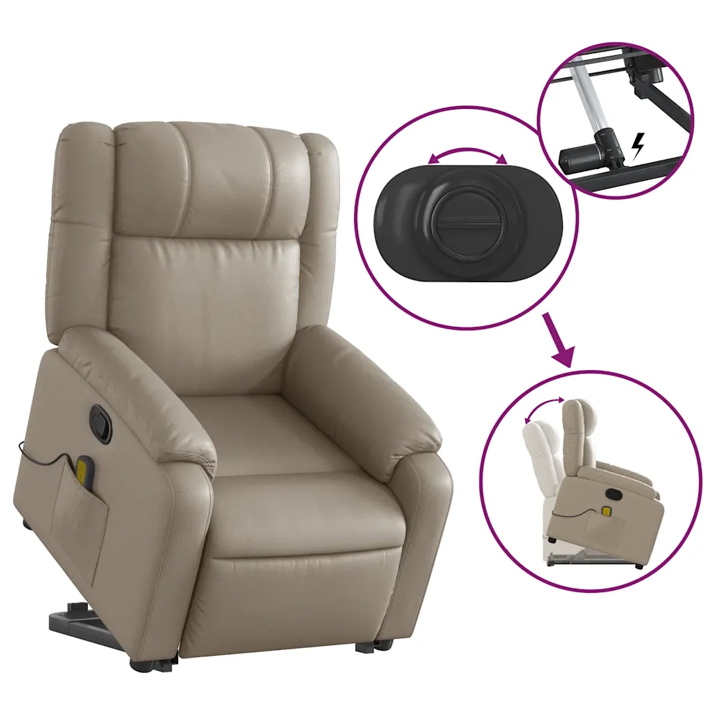 Poltrona Alzapersone Massaggi Reclinabile Cappuccino Similpelle 3205163