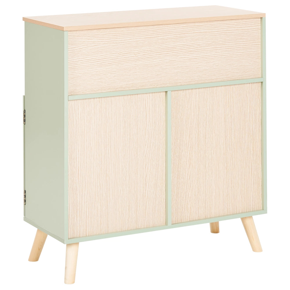 Credenza con motivo a casetta per la camera dei bambini in MDF di pino verde chiaro elemento per la cameretta
